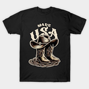 Made In Usa - Cool Cowboy Patriotic American T-Shirt